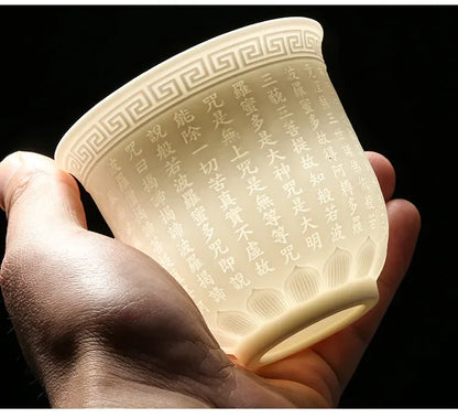 Yangzhi Jade Porcelain Heart Sutra Cup