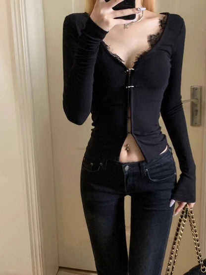 Lace Patchwork Knitted Cardigan