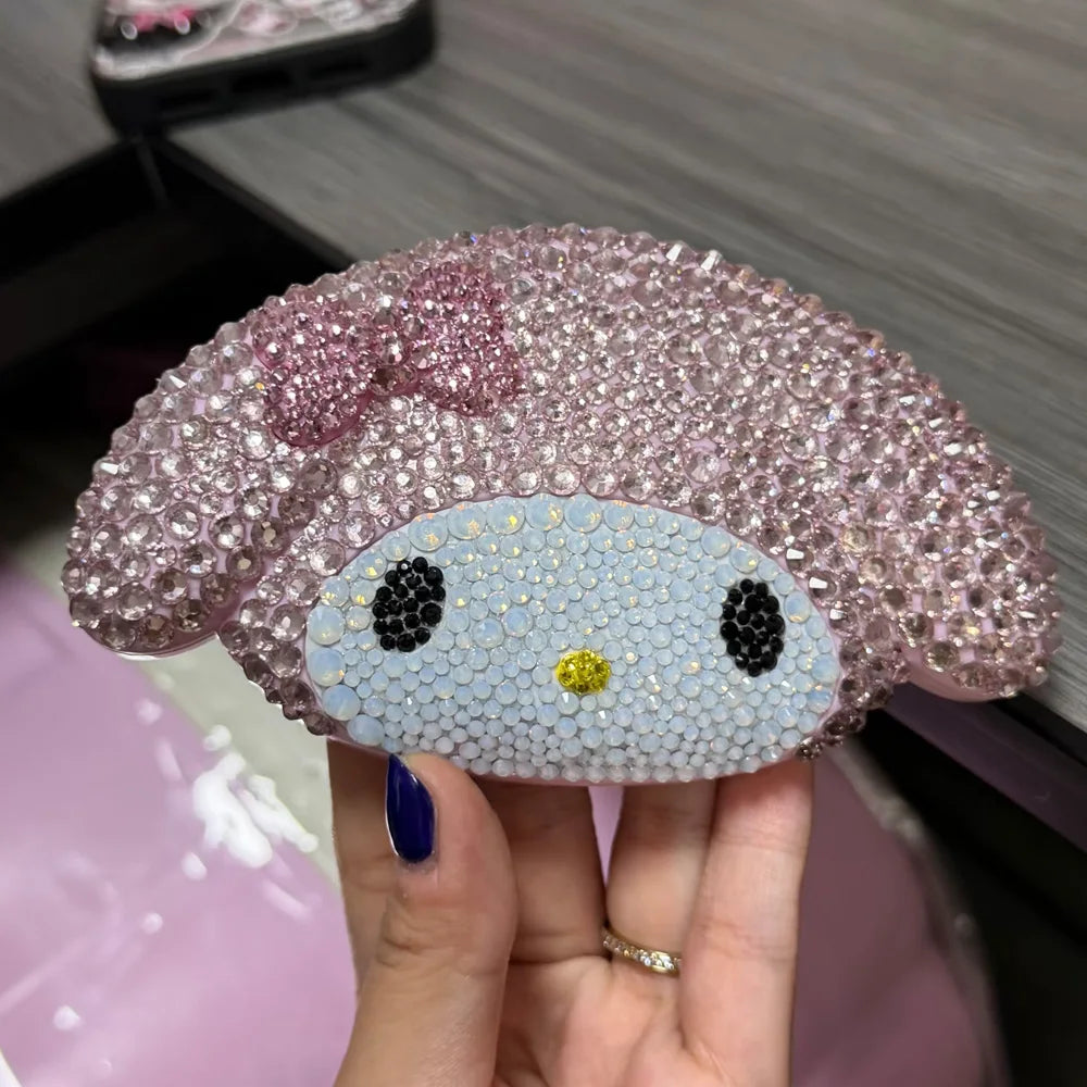 Shiny Sticking Diamond Makeup Cartoon Lovely Mini Mirrors And Comb