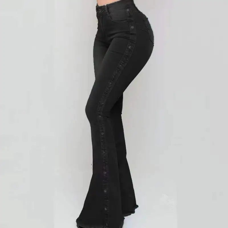 high waisted elastic jeans
