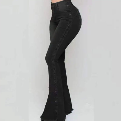 high waisted elastic jeans