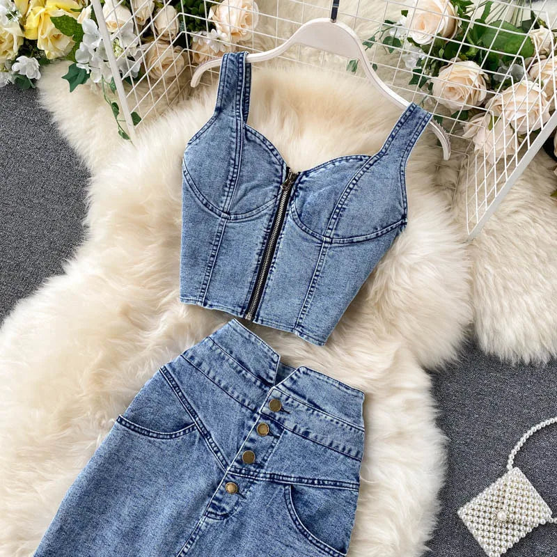 Conjunto de falda de mezclilla