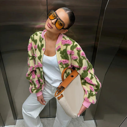 3D Floral Bomber Jacket