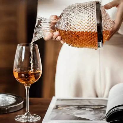 High End Crystal Glass 360 Degree Rotating Decanter Drum