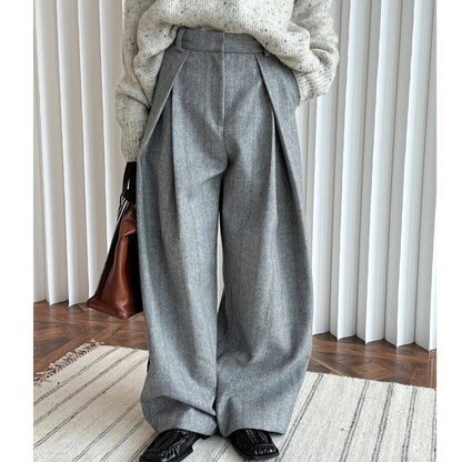 Wide Leg High Waist Striped Straight Pants