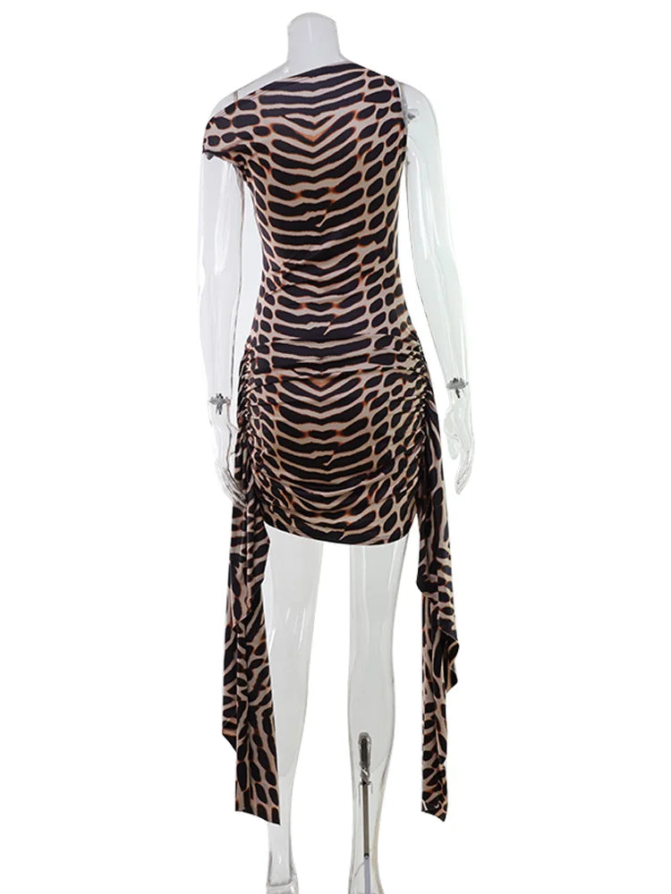Print Slash Neck Dress