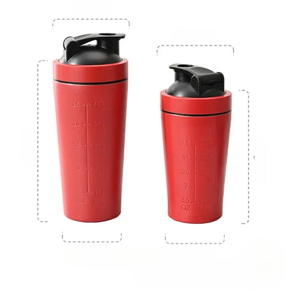 Stainless Steel Protein Powder Shaker Bottle with Steel Ball and Scale