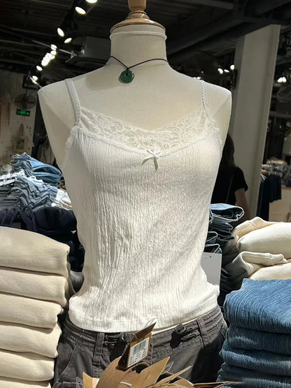 Sweet Lace Patchwork Slim Tank Top