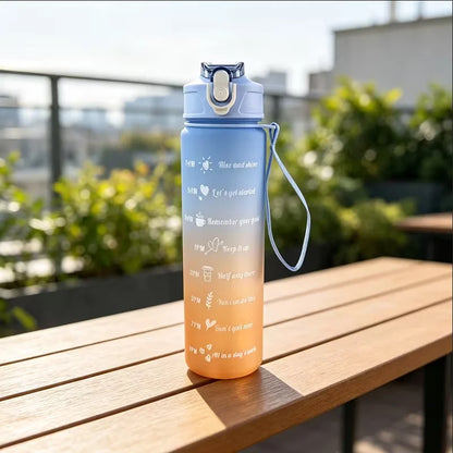 Frosted Gradient Water Bottle with Portable Straw and Handle