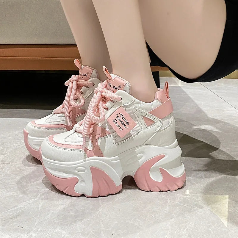 Zapatos con Cordones de Plataforma Alta y Suela Gruesa