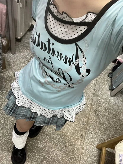 Lace O-neck Sweet Tee