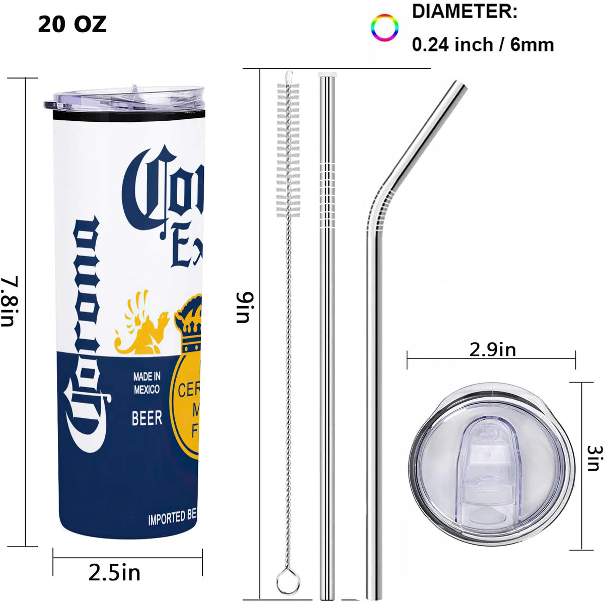 Beer Can Stainless Steel Skinny Tumbler