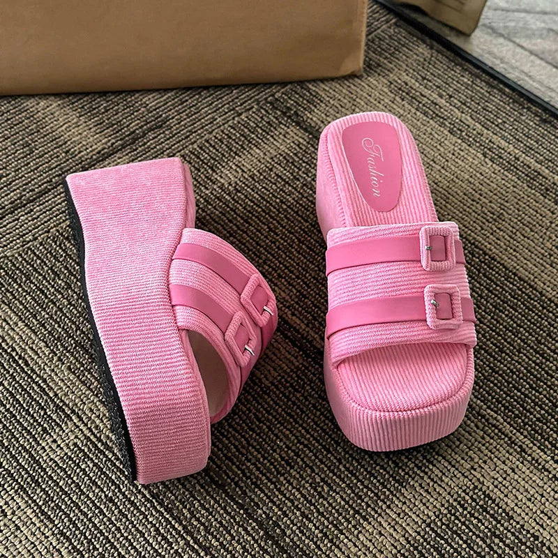 Zapatillas de plataforma de punta cuadrada