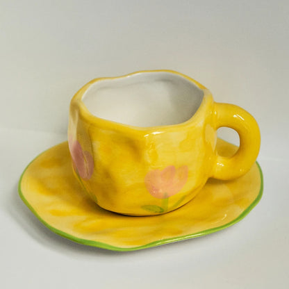 Irregular Hand-painted Flowers Mug