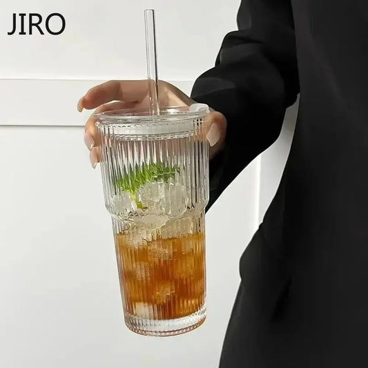 Stripe Glass Coffee Cup