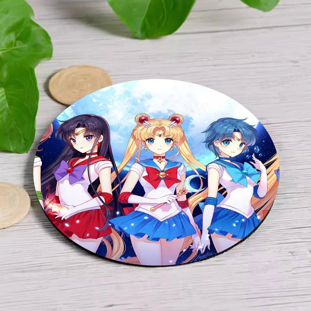 S-Sailor M-Moon Girl Anime Themed Wooden Coaster