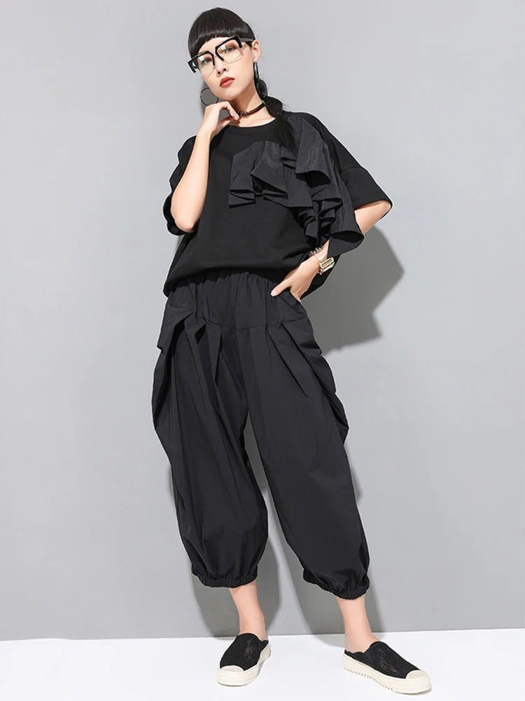 High Elastic Waist Pleated Pants