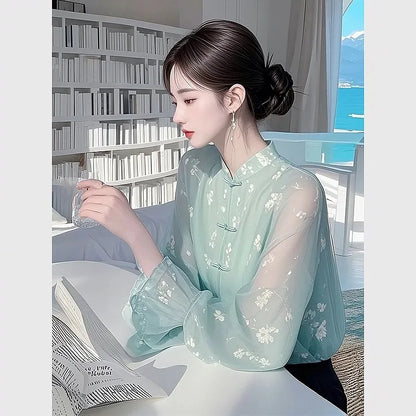 Primavera Vintage Blusa Mujer Ropa Mujer Tops Camisa Casual Moda Ropa Manga Larga Streetwear Otoño Elegante Estilo Étnico