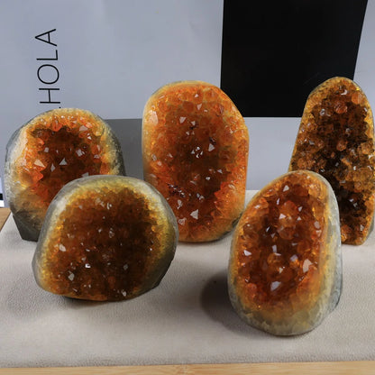 Dyed Yellow Crystal Cluster Geode