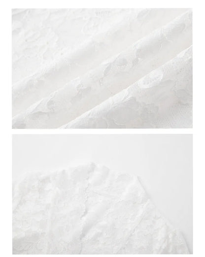 Top Blanco de Encaje de Manga Larga con Escote Pronunciado en V y Mangas Acampanadas, Blusa Corta Transparente de Encaje para Mujer, Elegante Estilo Francés, Primavera Verano 2026