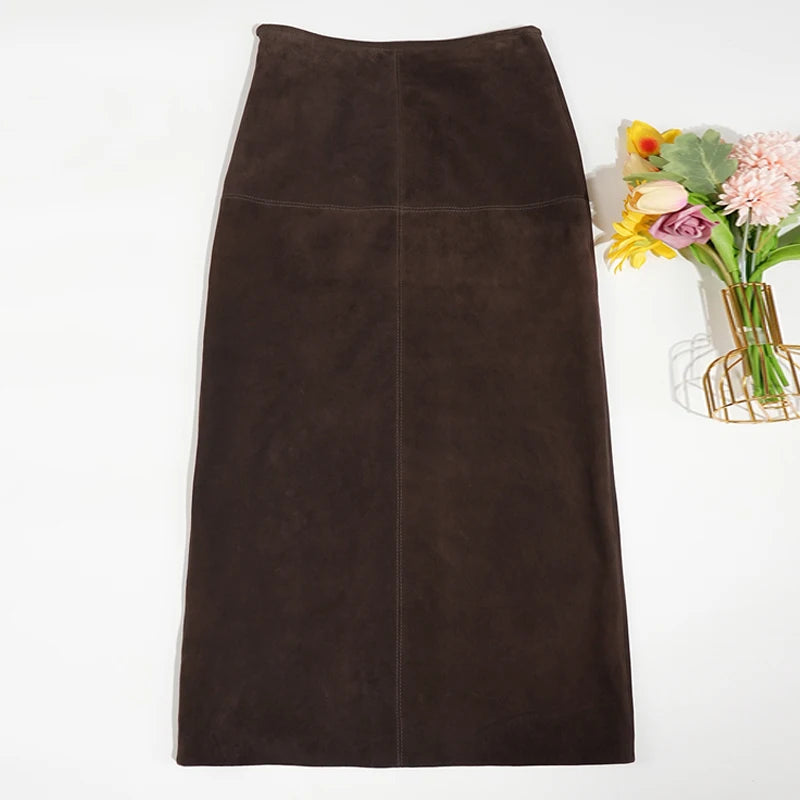 Sheepskin Suede Leather Skirt