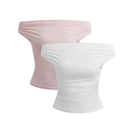 2 Piece Set Pleated Asymmetric Crop Top