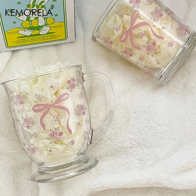 Flower Rose Bow Pattern Glass