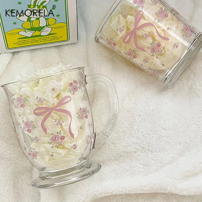Flower Rose Bow Pattern Glass