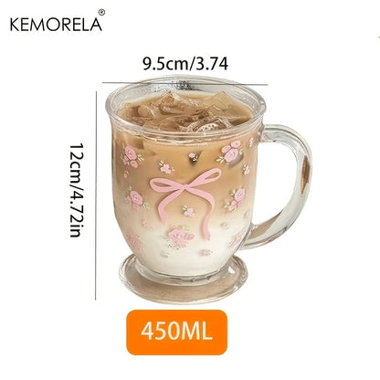 Flower Rose Bow Pattern Glass