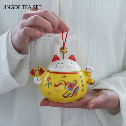 Lucky Cat Ceramic Tea Tin