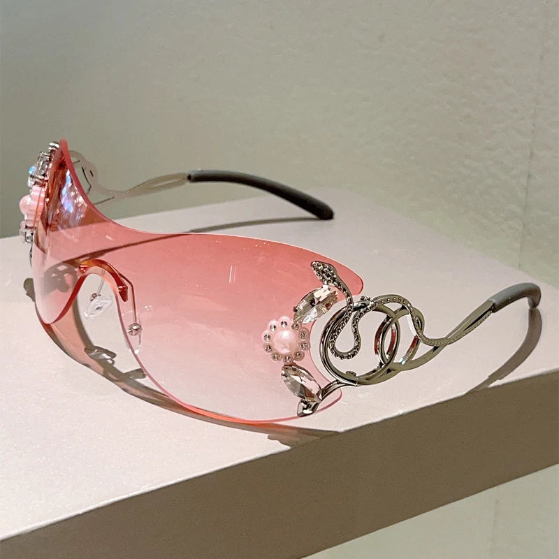 Gafas de sol sin montura con pedrería