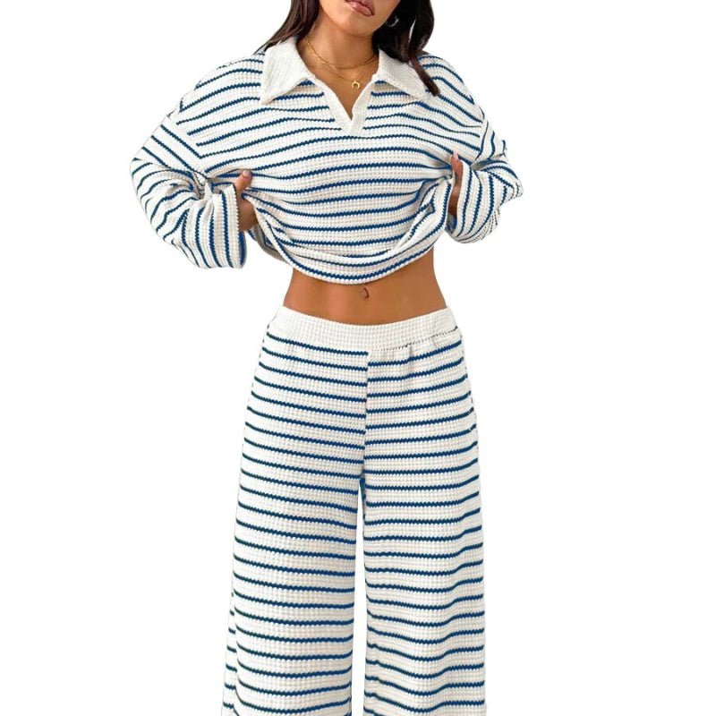 Conjunto de pantalón holgado a rayas
