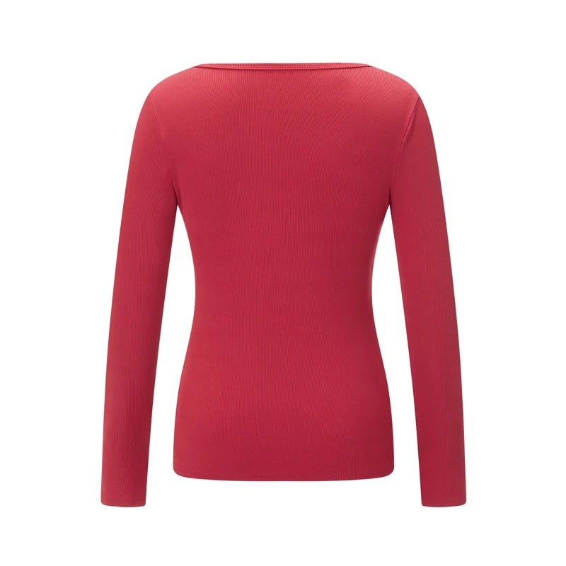 Ribbed Knitted Long Sleeve Slim Fit Tees