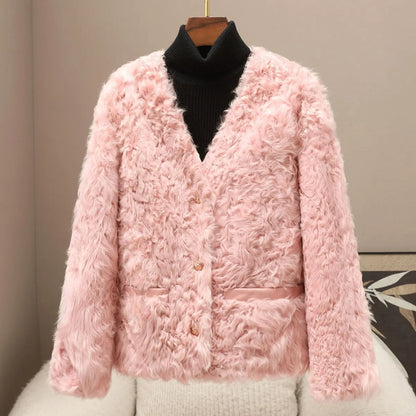 real wool fur short coat