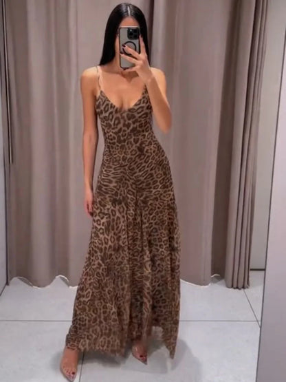 Leopard Printed Sling Dress