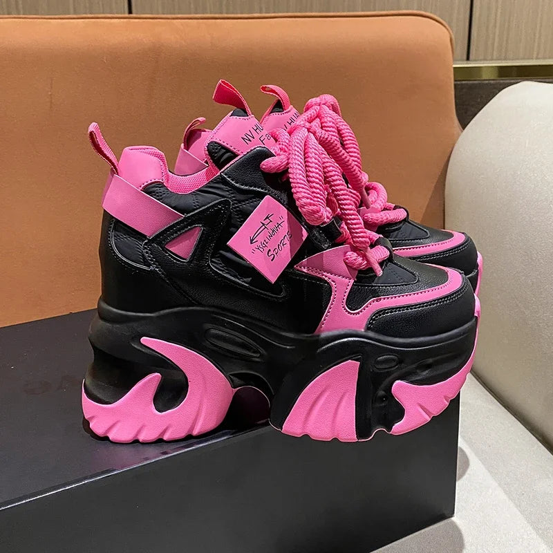 Zapatos con Cordones de Plataforma Alta y Suela Gruesa