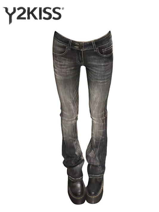 Low Rise Jeans Flared Denim Pants
