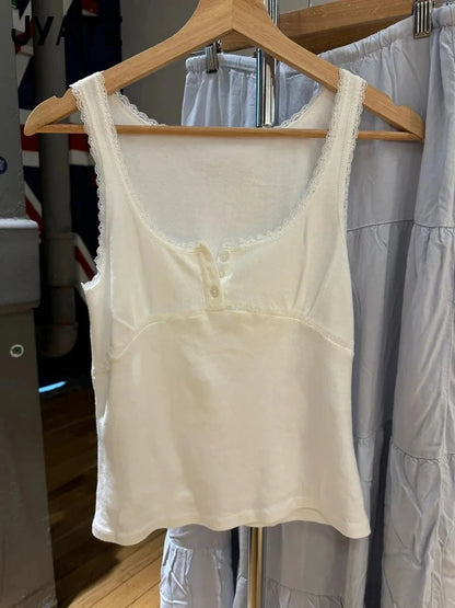 Sweet Lace Patchwork Slim Tank Top