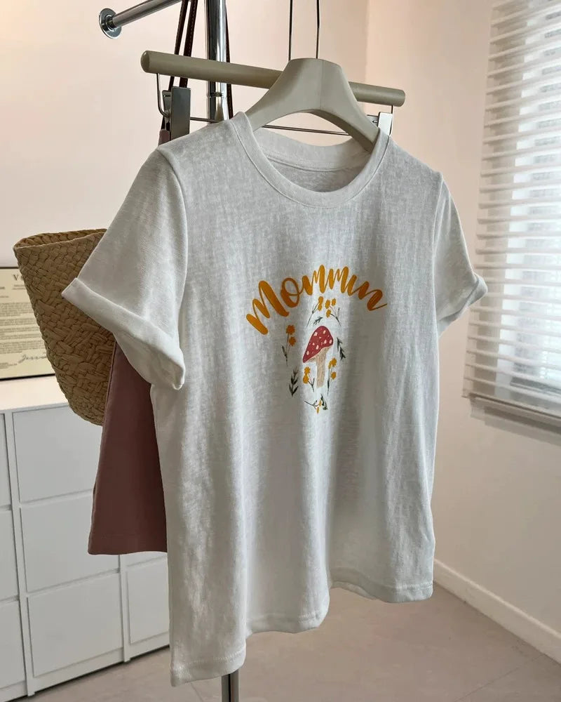 Camiseta holgada de manga corta con estampado floral