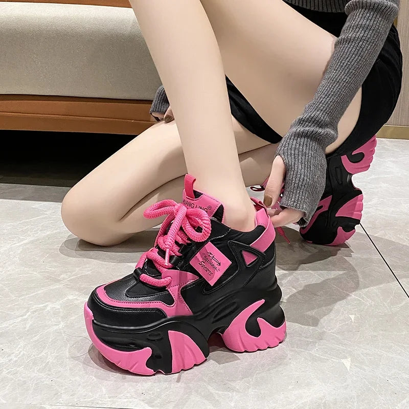 Zapatos con Cordones de Plataforma Alta y Suela Gruesa
