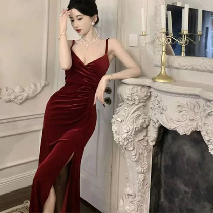 Velvet Spaghetti Strap Dress