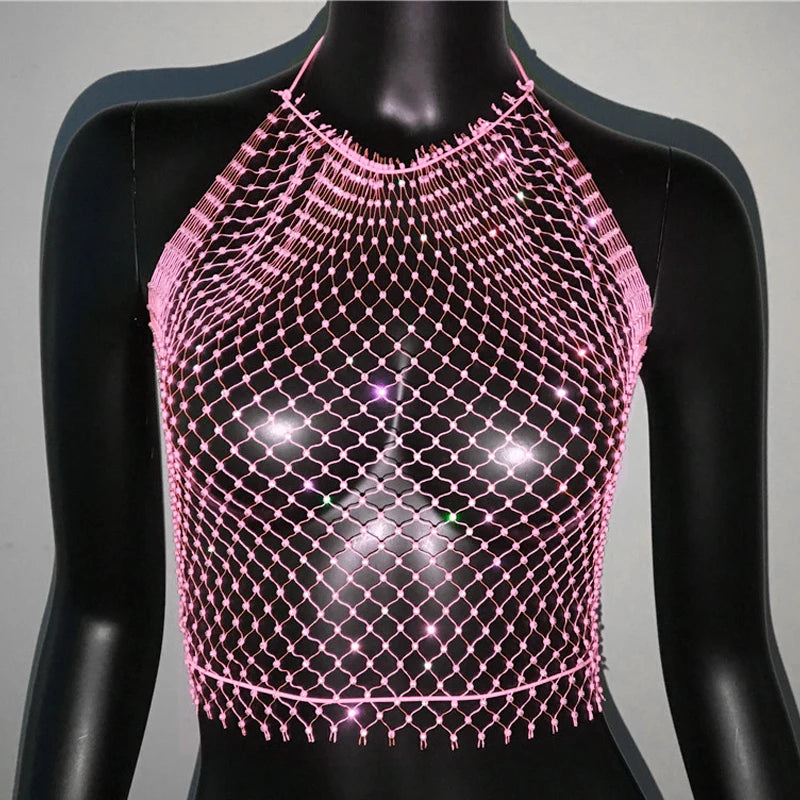 Top sin mangas liso con cuello redondo