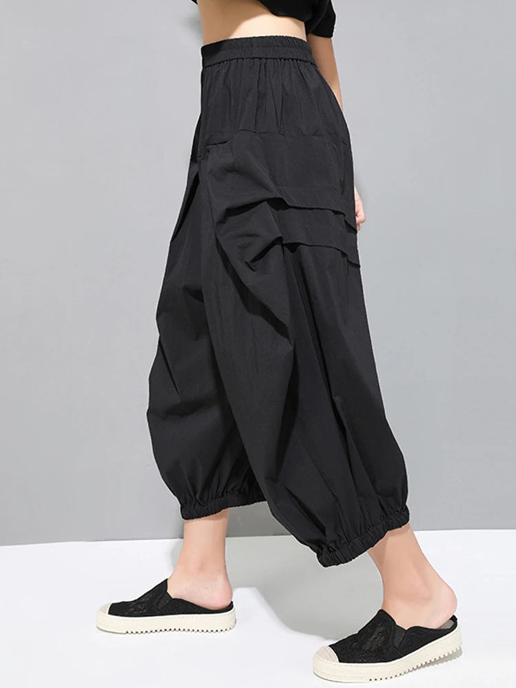 High Elastic Waist Pleated Pants