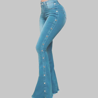 high waisted elastic jeans