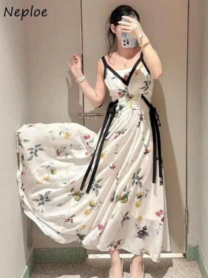 V-Neck Print Sling Dress