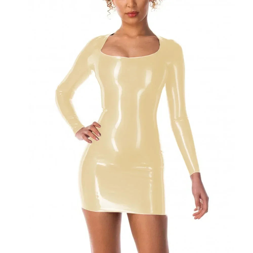 Scoop Neck Long Sleeve Bodycon Mini Dress