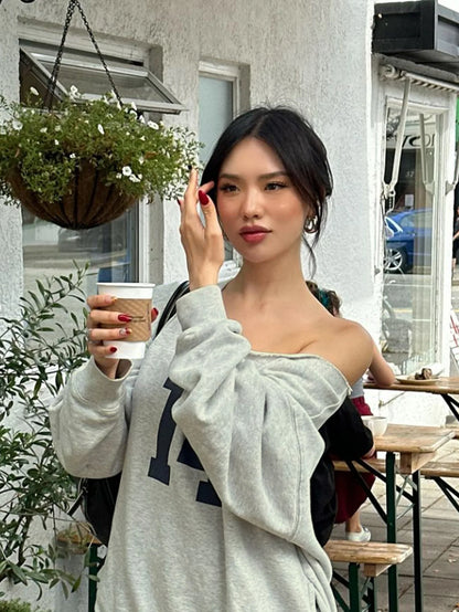Letter Print Pullover Sweatshirt