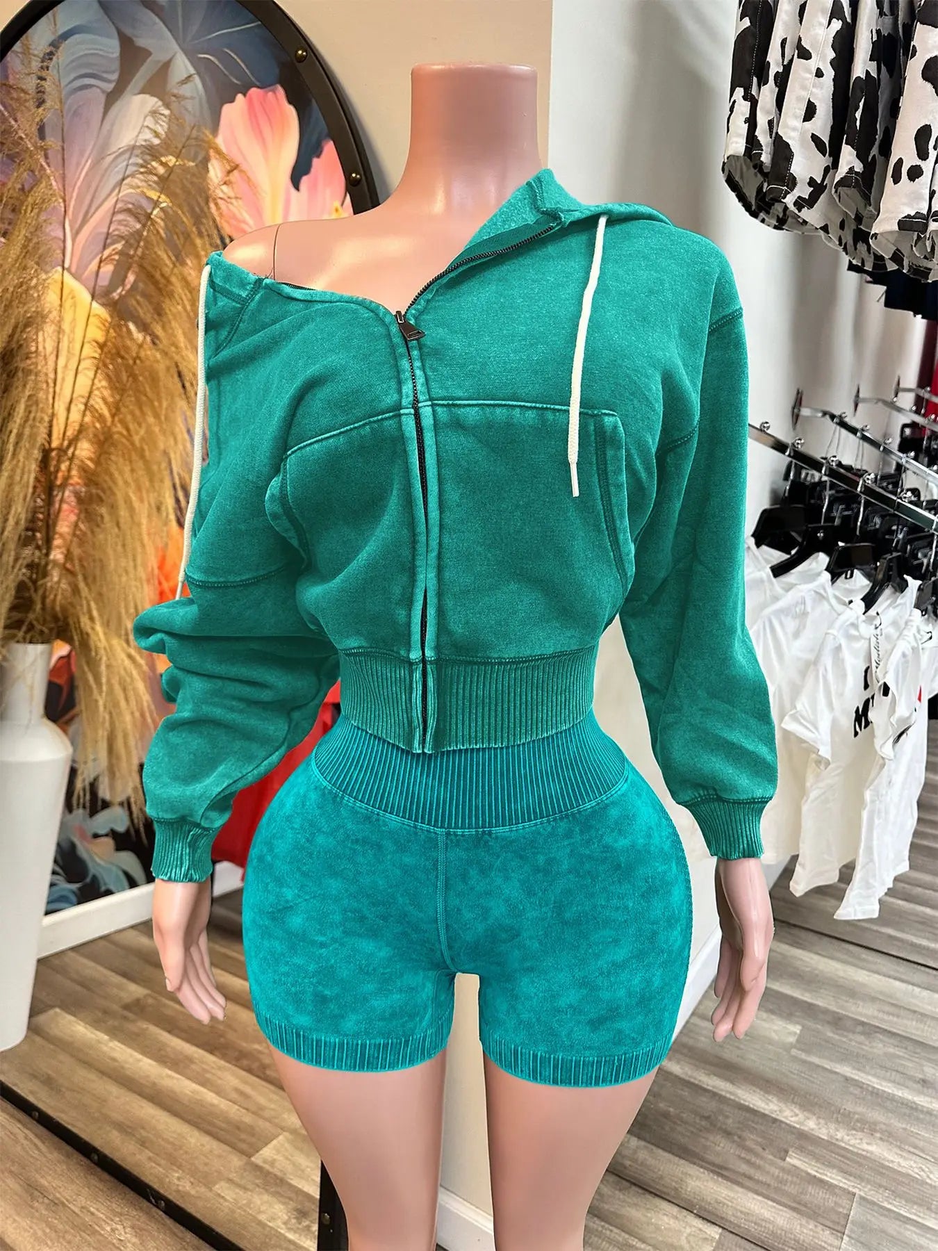Conjunto de pantalones cortos deportivos con capucha gruesa