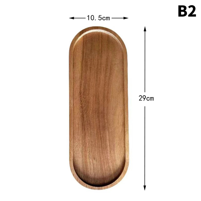Solid Wood Round Dessert Plate