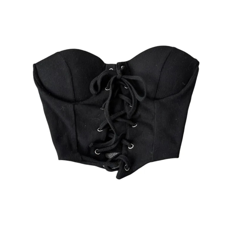 Ribbon Lace-Up Corset Top
